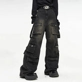 Multi Pocket Wide Leg Jeans